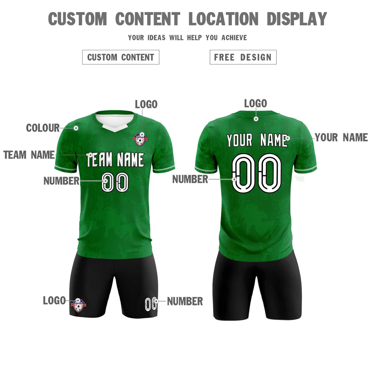 Custom Kelly Green Classic Graffiti Pattern Sportswear Football Kit Jersey