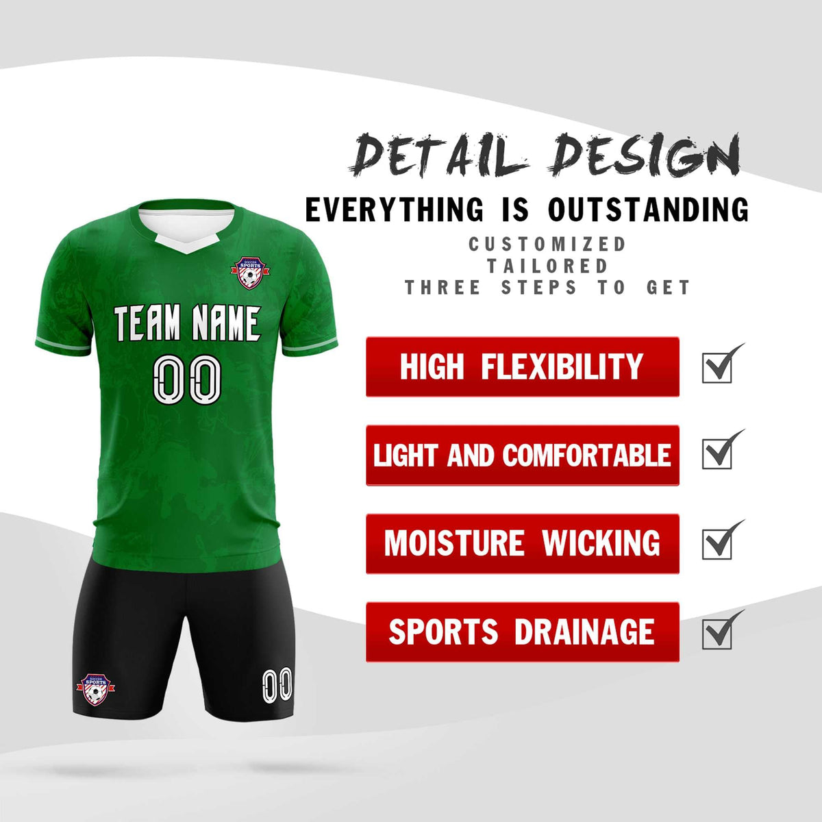 Custom Kelly Green Classic Graffiti Pattern Sportswear Football Kit Jersey
