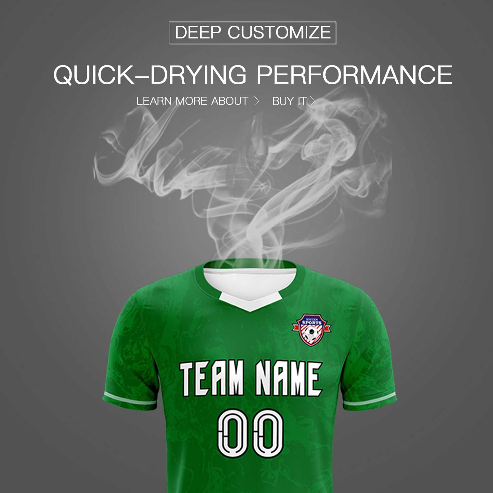 Custom Kelly Green Classic Graffiti Pattern Sportswear Football Kit Jersey