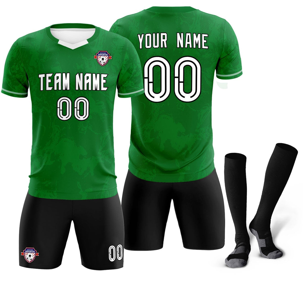 Custom Kelly Green Classic Graffiti Pattern Sportswear Football Kit Jersey