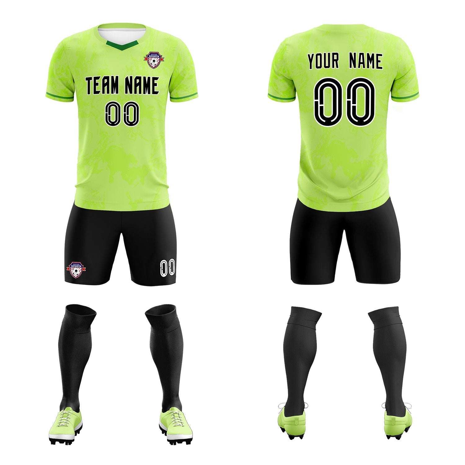 Custom Green Classic Graffiti Pattern Sportswear Football Kit Jersey