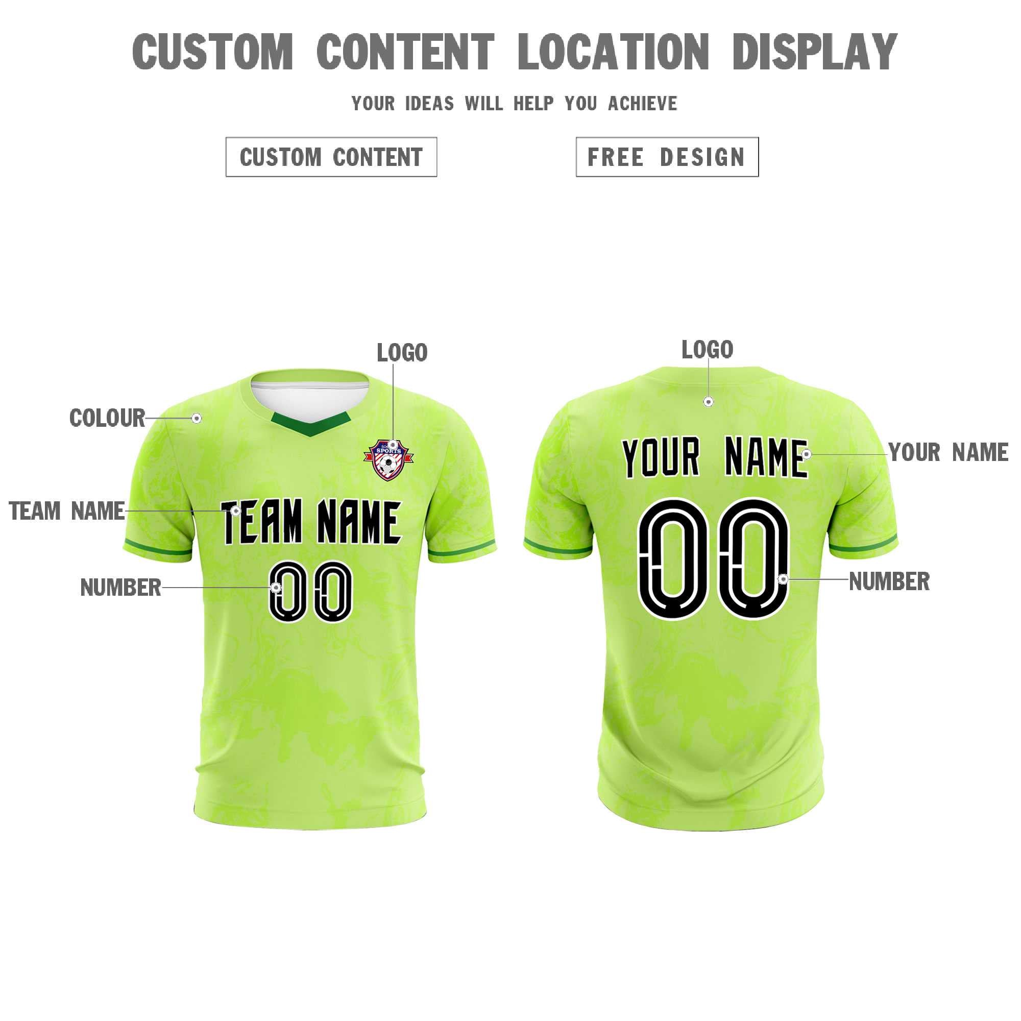 Custom Green Classic Graffiti Pattern Sportswear Football Kit Jersey