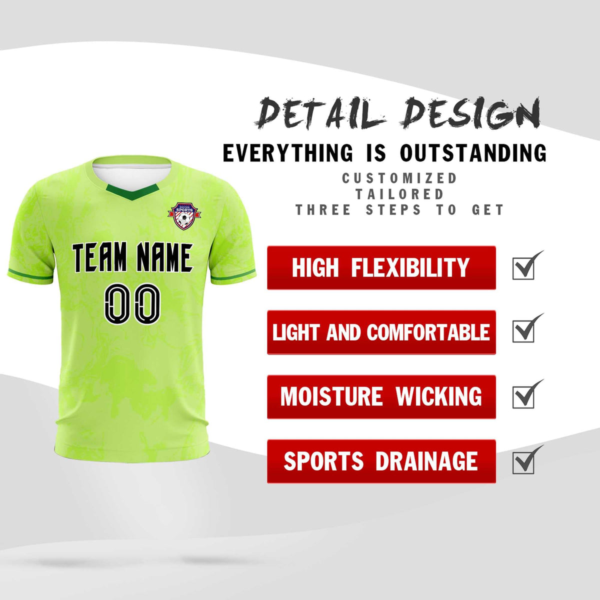 Custom Green Classic Graffiti Pattern Sportswear Football Kit Jersey