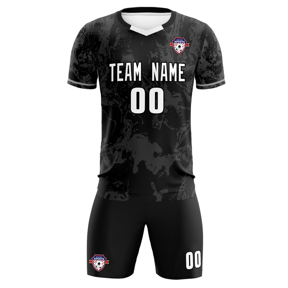 Custom Black Classic Graffiti Pattern Sportswear Football Kit Jersey