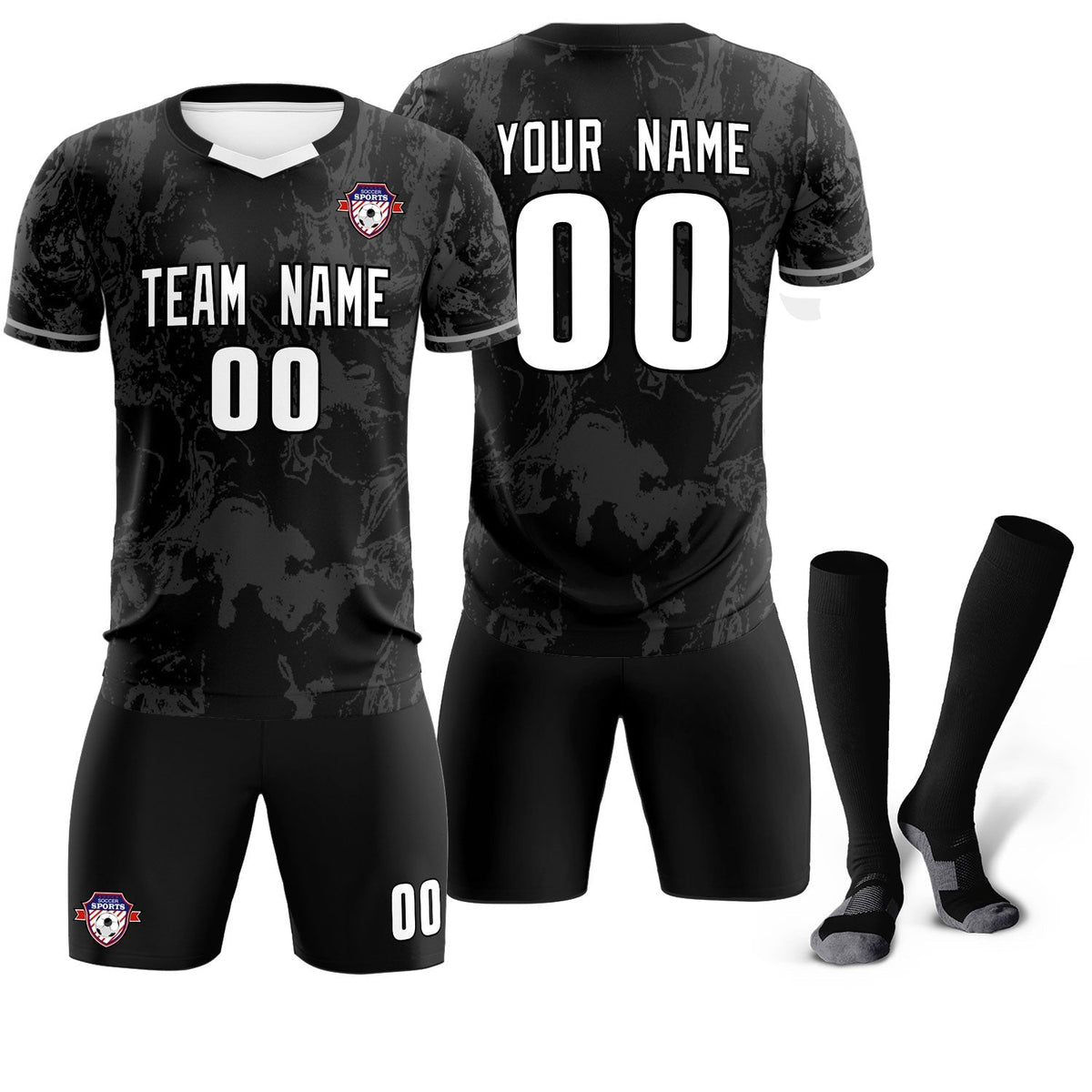 Custom Black Classic Graffiti Pattern Sportswear Football Kit Jersey