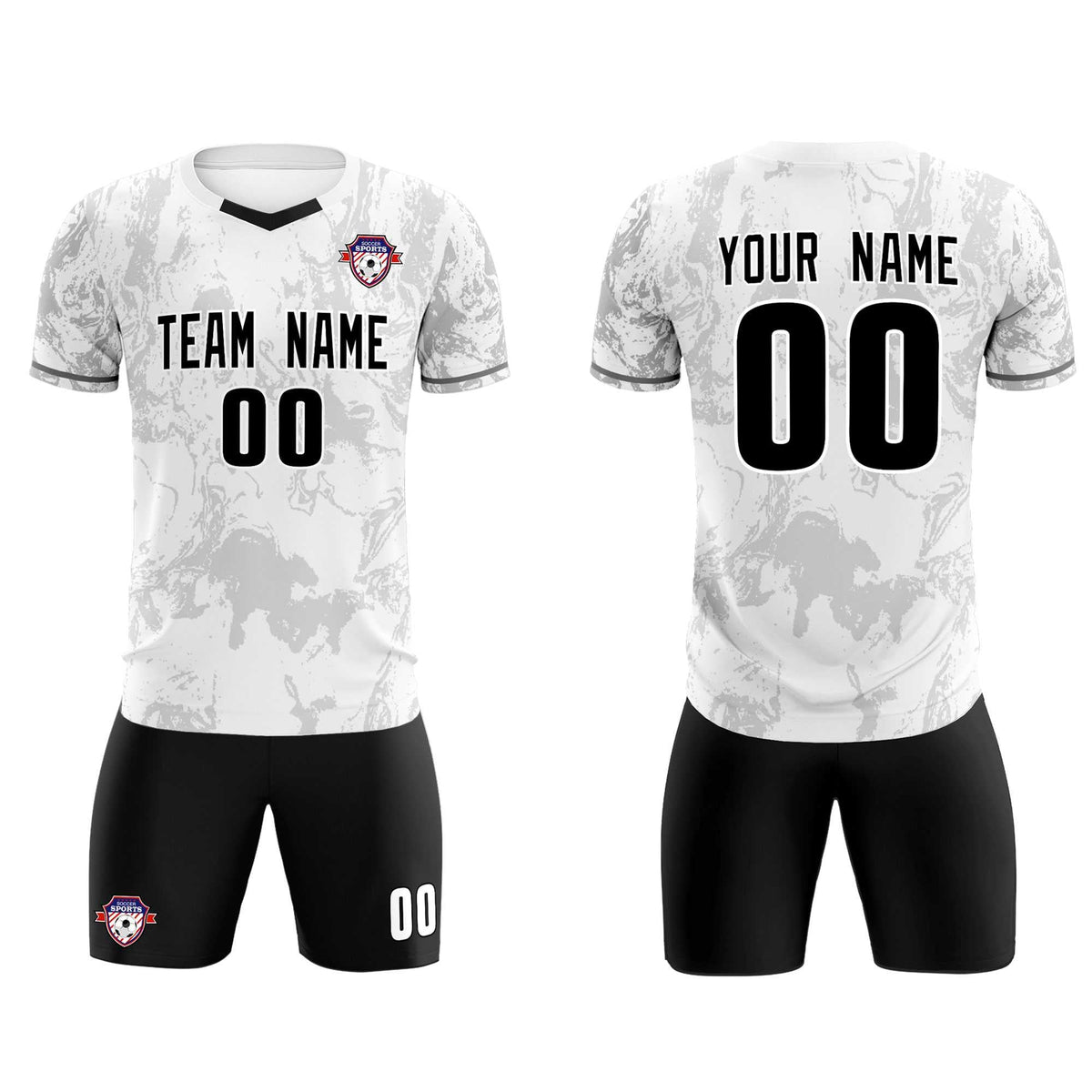 Custom White Classic Graffiti Pattern Sportswear Football Kit Jersey