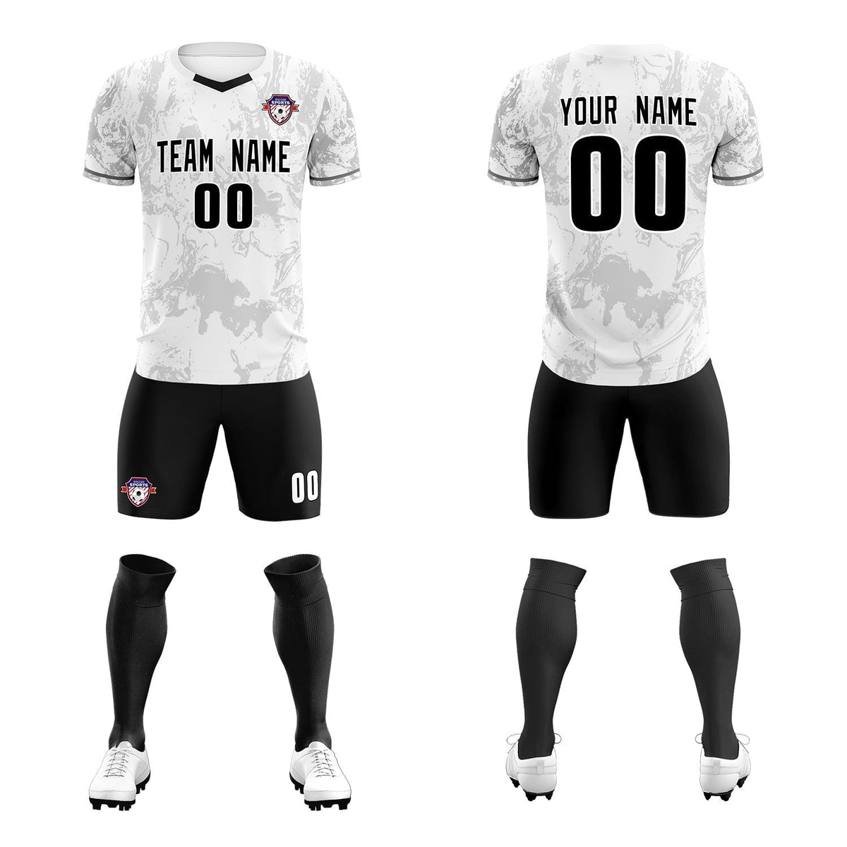 Custom White Classic Graffiti Pattern Sportswear Football Kit Jersey
