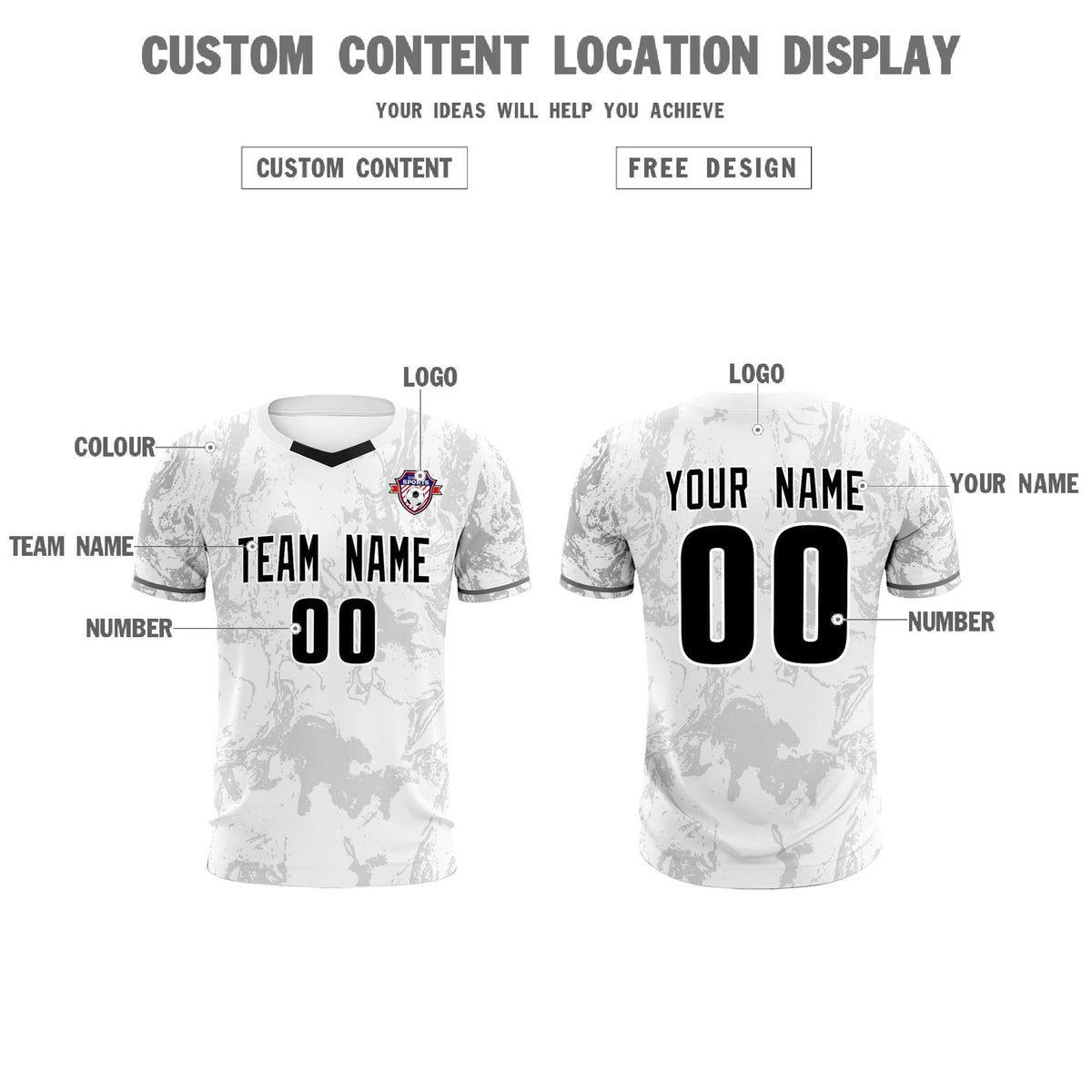 Custom White Classic Graffiti Pattern Sportswear Football Kit Jersey