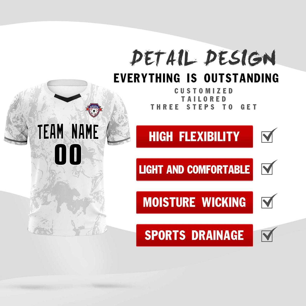 Custom White Classic Graffiti Pattern Sportswear Football Kit Jersey