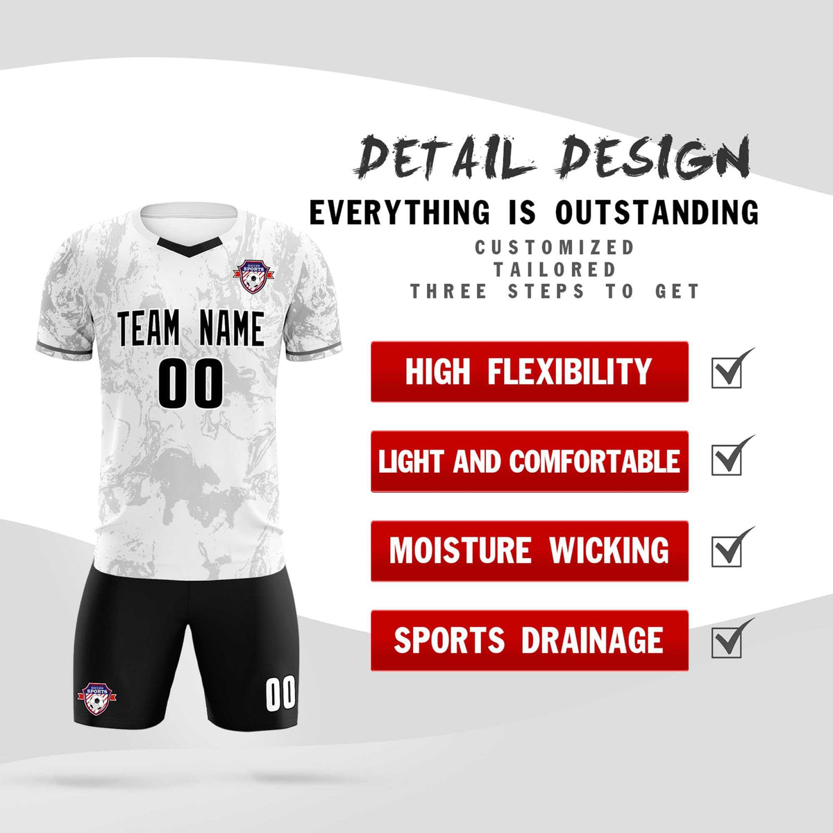 Custom White Classic Graffiti Pattern Sportswear Football Kit Jersey
