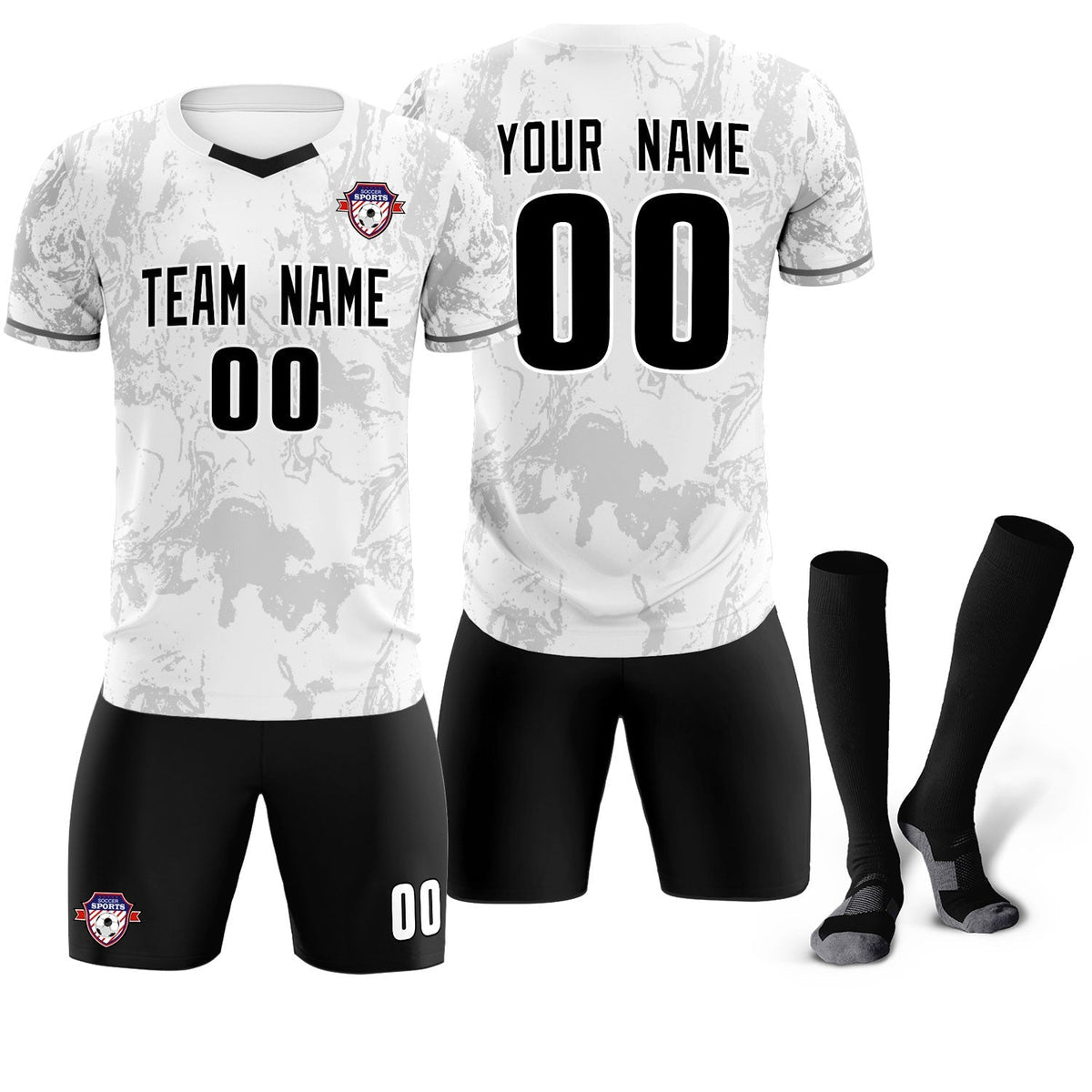 Custom White Classic Graffiti Pattern Sportswear Football Kit Jersey