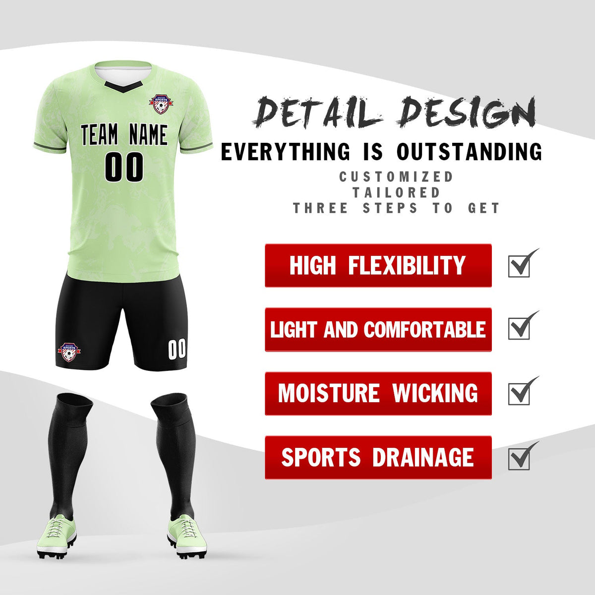 Custom Green Classic Graffiti Pattern Sportswear Football Kit Jersey
