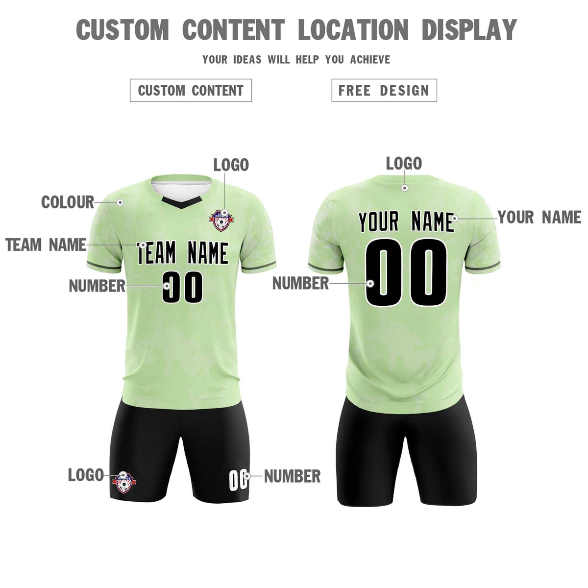 Custom Green Classic Graffiti Pattern Sportswear Football Kit Jersey