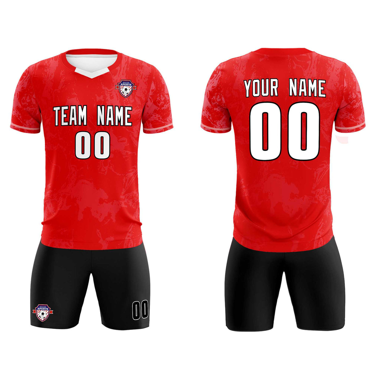 Custom Red Classic Graffiti Pattern Sportswear Football Kit Jersey