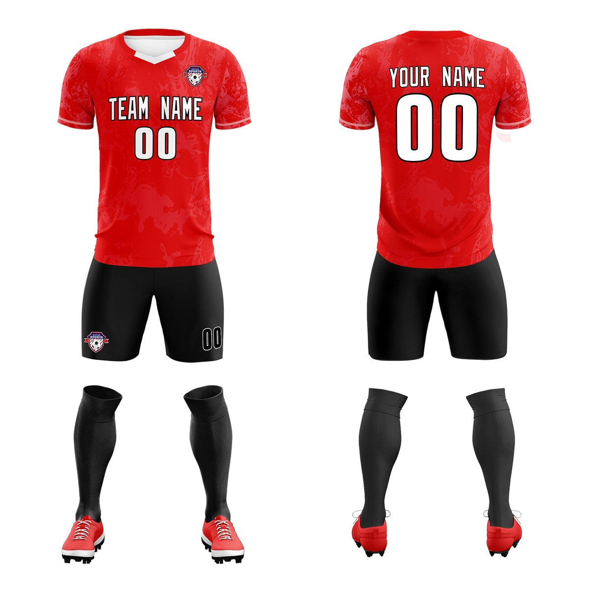 Custom Red Classic Graffiti Pattern Sportswear Football Kit Jersey