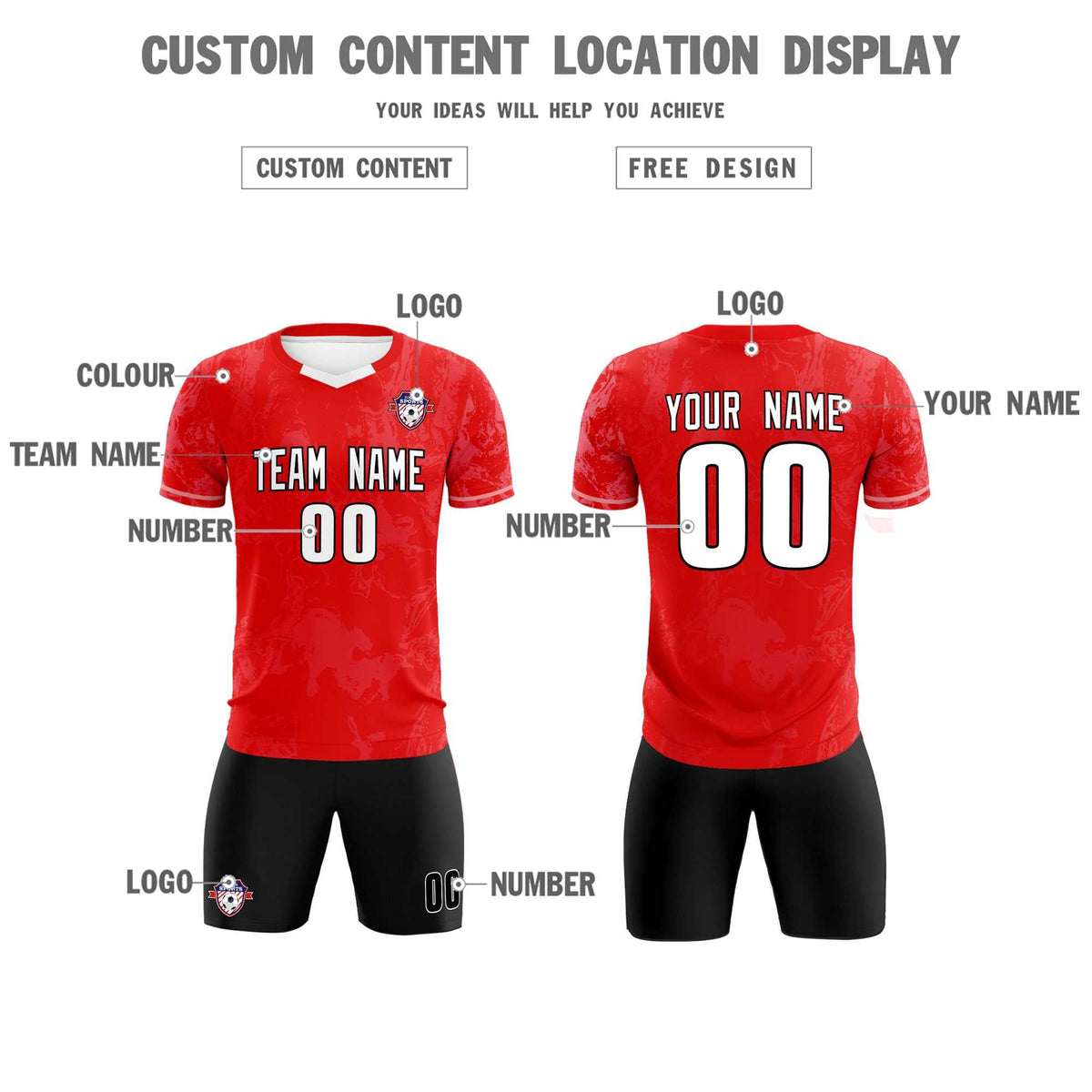Custom Red Classic Graffiti Pattern Sportswear Football Kit Jersey