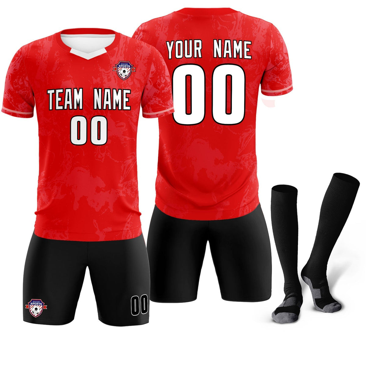 Custom Red Classic Graffiti Pattern Sportswear Football Kit Jersey