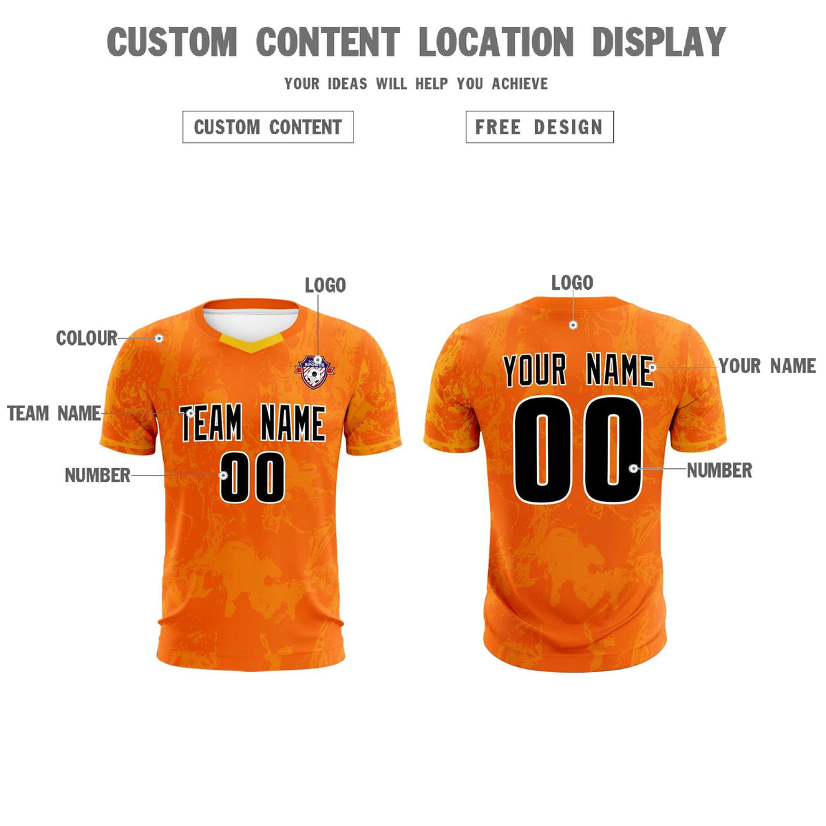 Custom Orange Classic Graffiti Pattern Sportswear Football Kit Jersey