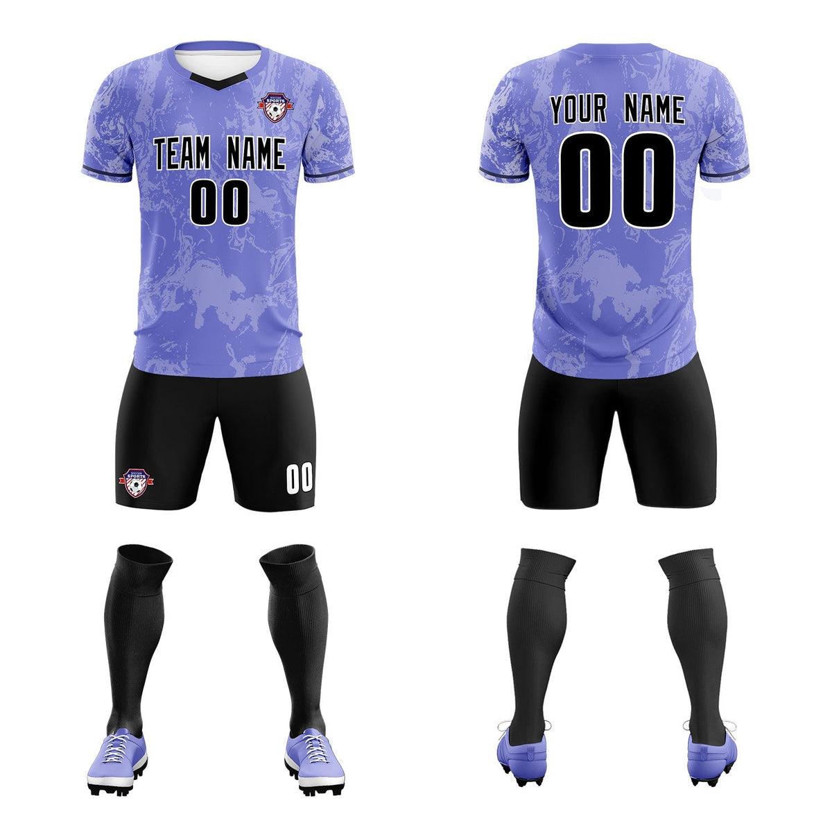 Custom Purple Classic Graffiti Pattern Sportswear Football Kit Jersey