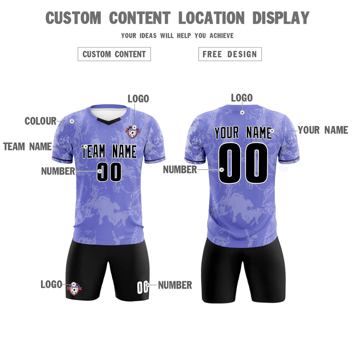 Custom Purple Classic Graffiti Pattern Sportswear Football Kit Jersey