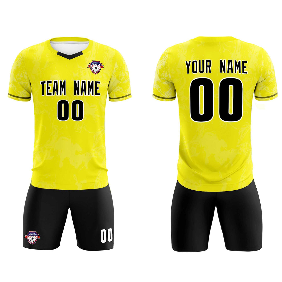 Custom Yellow Classic Graffiti Pattern Sportswear Football Kit Jersey