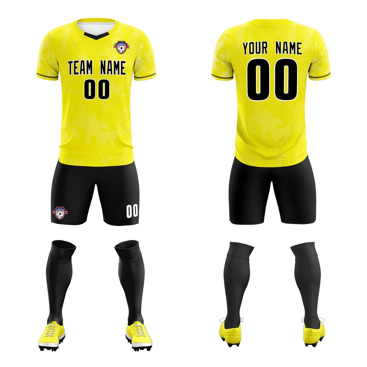 Custom Yellow Classic Graffiti Pattern Sportswear Football Kit Jersey