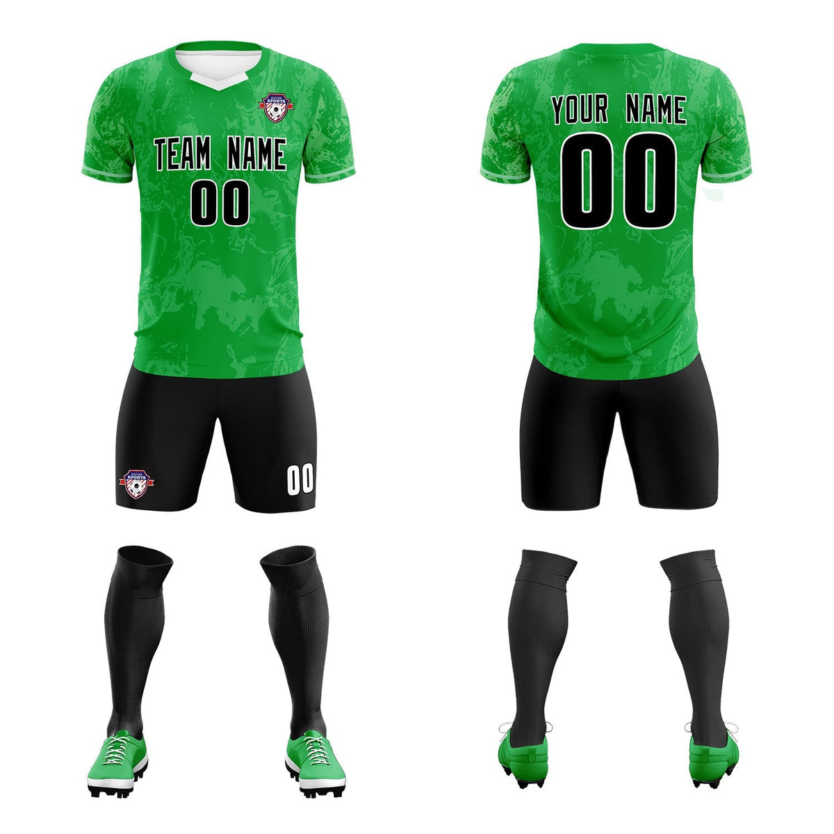 Custom Kelly Green Classic Graffiti Pattern Sportswear Football Kit Jersey