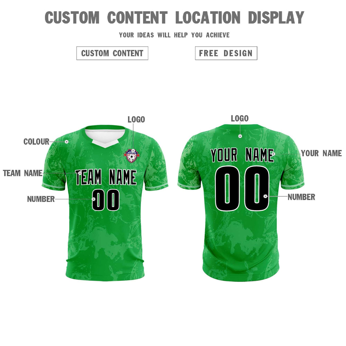 Custom Kelly Green Classic Graffiti Pattern Sportswear Football Kit Jersey