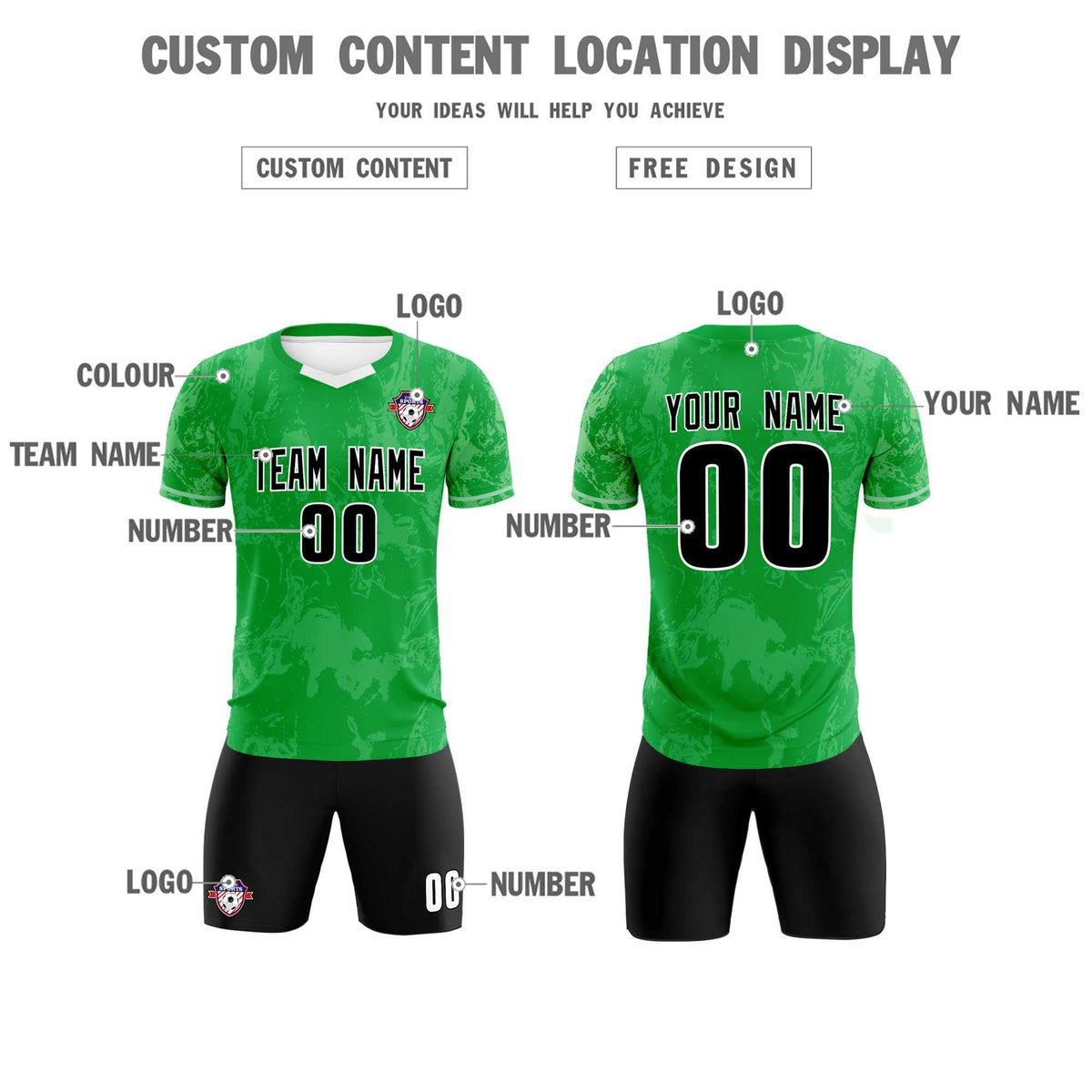 Custom Kelly Green Classic Graffiti Pattern Sportswear Football Kit Jersey