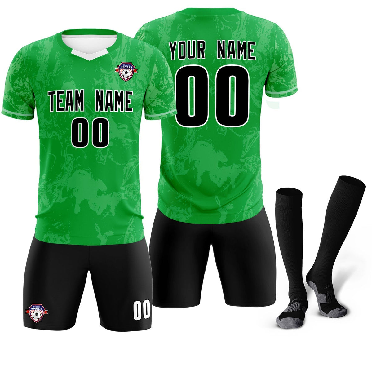 Custom Kelly Green Classic Graffiti Pattern Sportswear Football Kit Jersey