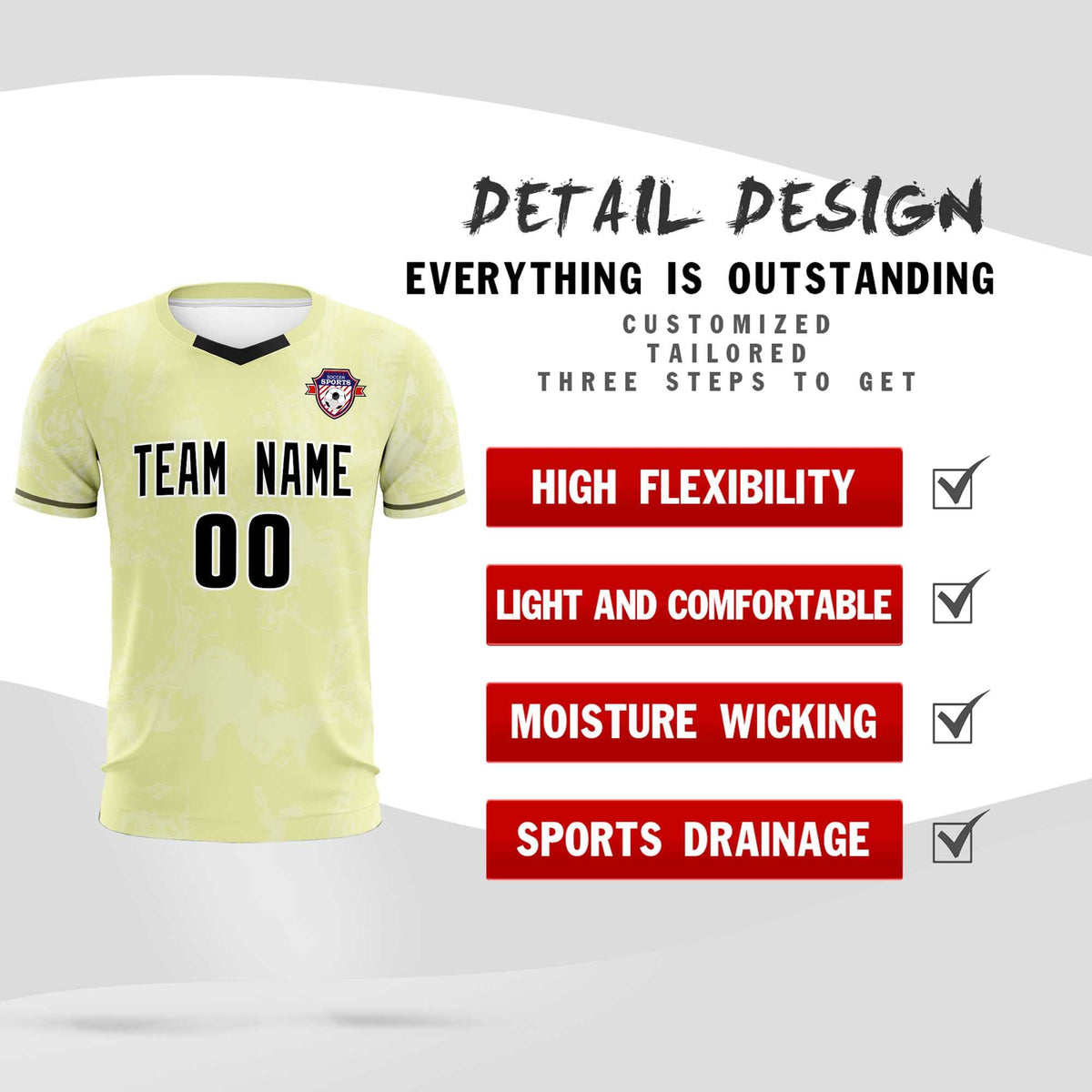 Custom Cream Classic Graffiti Pattern Sportswear Football Kit Jersey