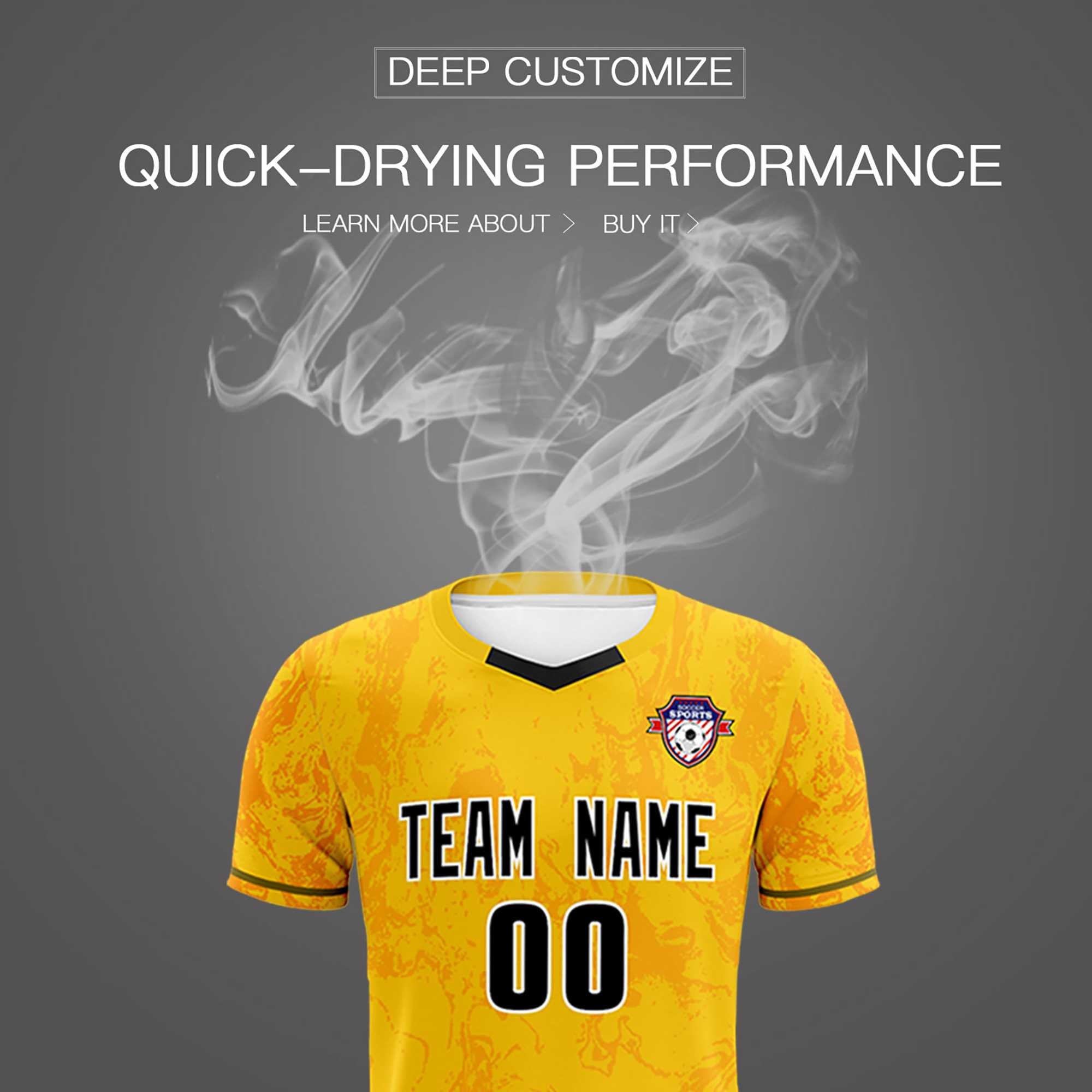 Custom Gold Classic Graffiti Pattern Sportswear Football Kit Jersey