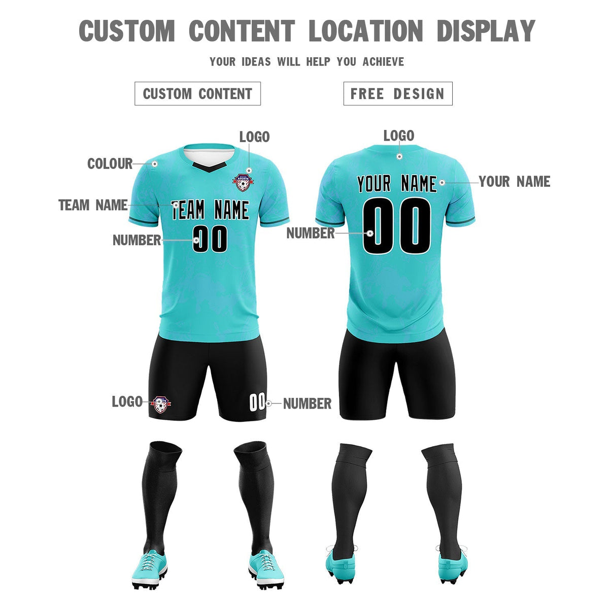 Custom Sky Blue Classic Graffiti Pattern Sportswear Football Kit Jersey