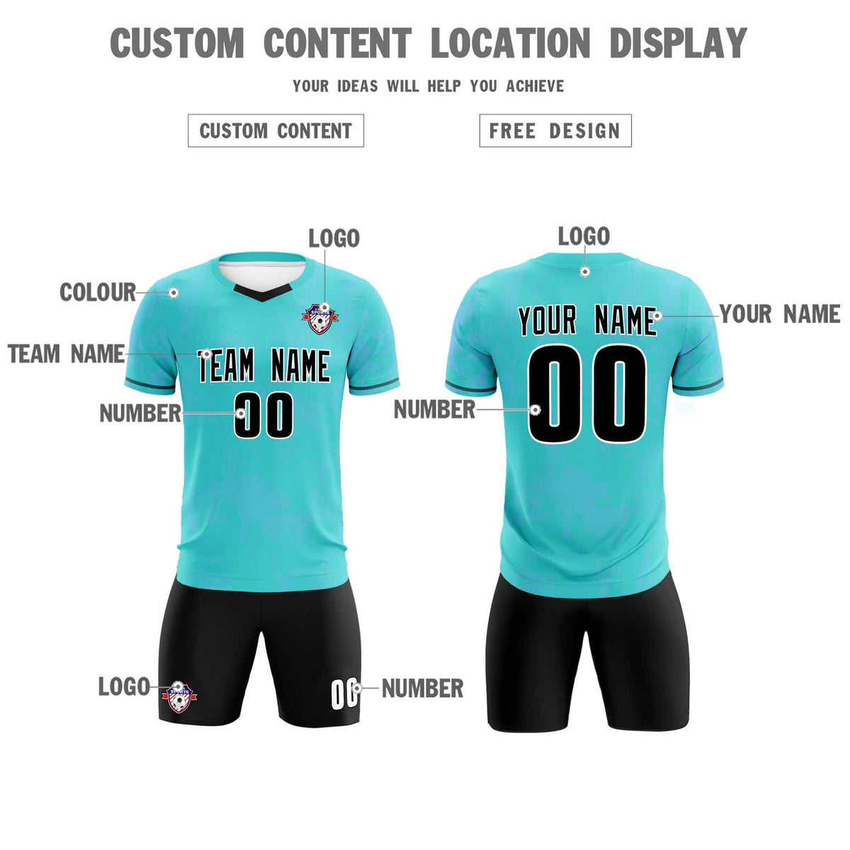 Custom Sky Blue Classic Graffiti Pattern Sportswear Football Kit Jersey