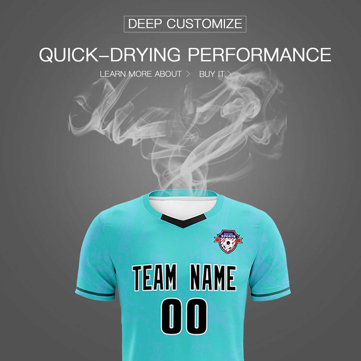 Custom Sky Blue Classic Graffiti Pattern Sportswear Football Kit Jersey