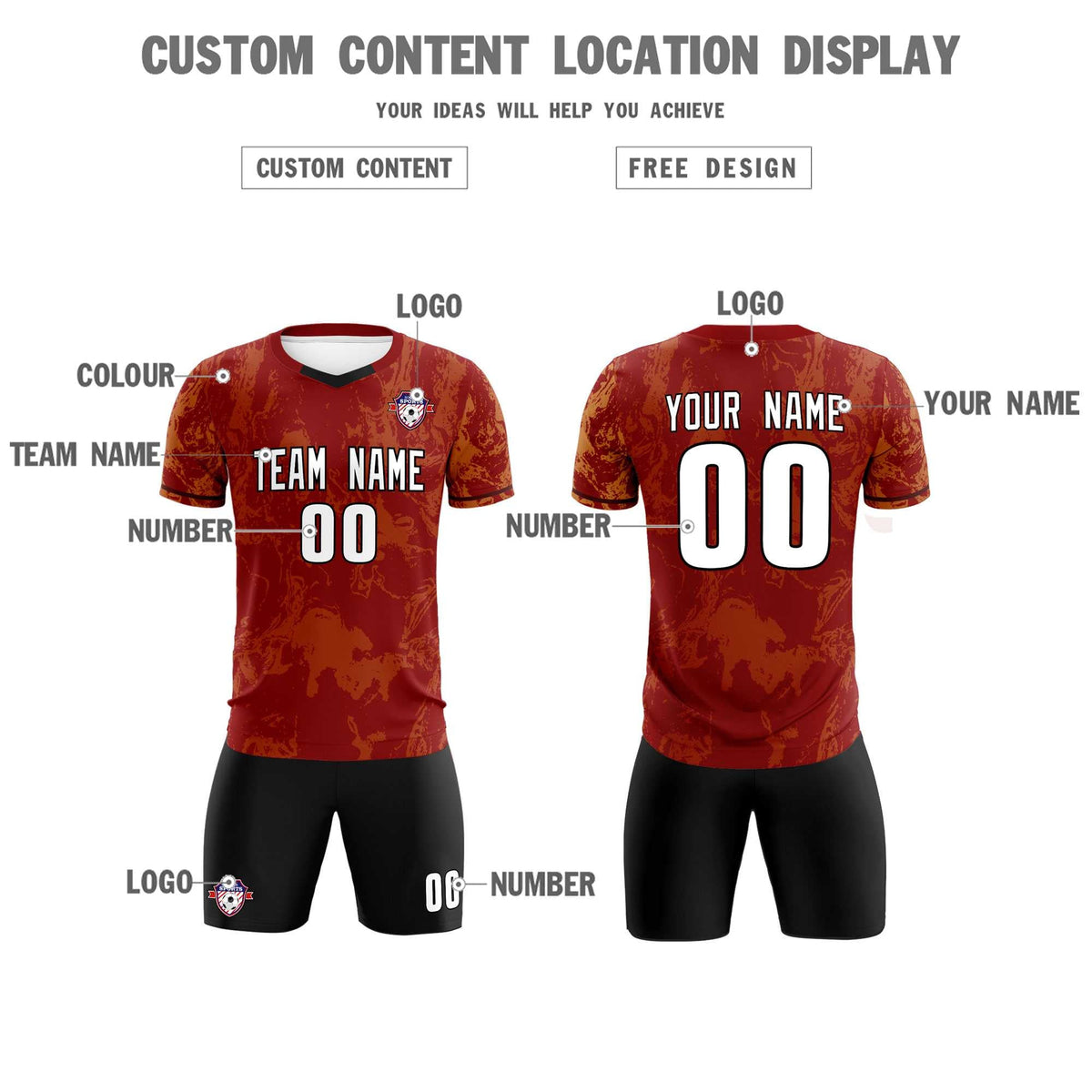 Custom Crimson Classic Graffiti Pattern Sportswear Football Kit Jersey
