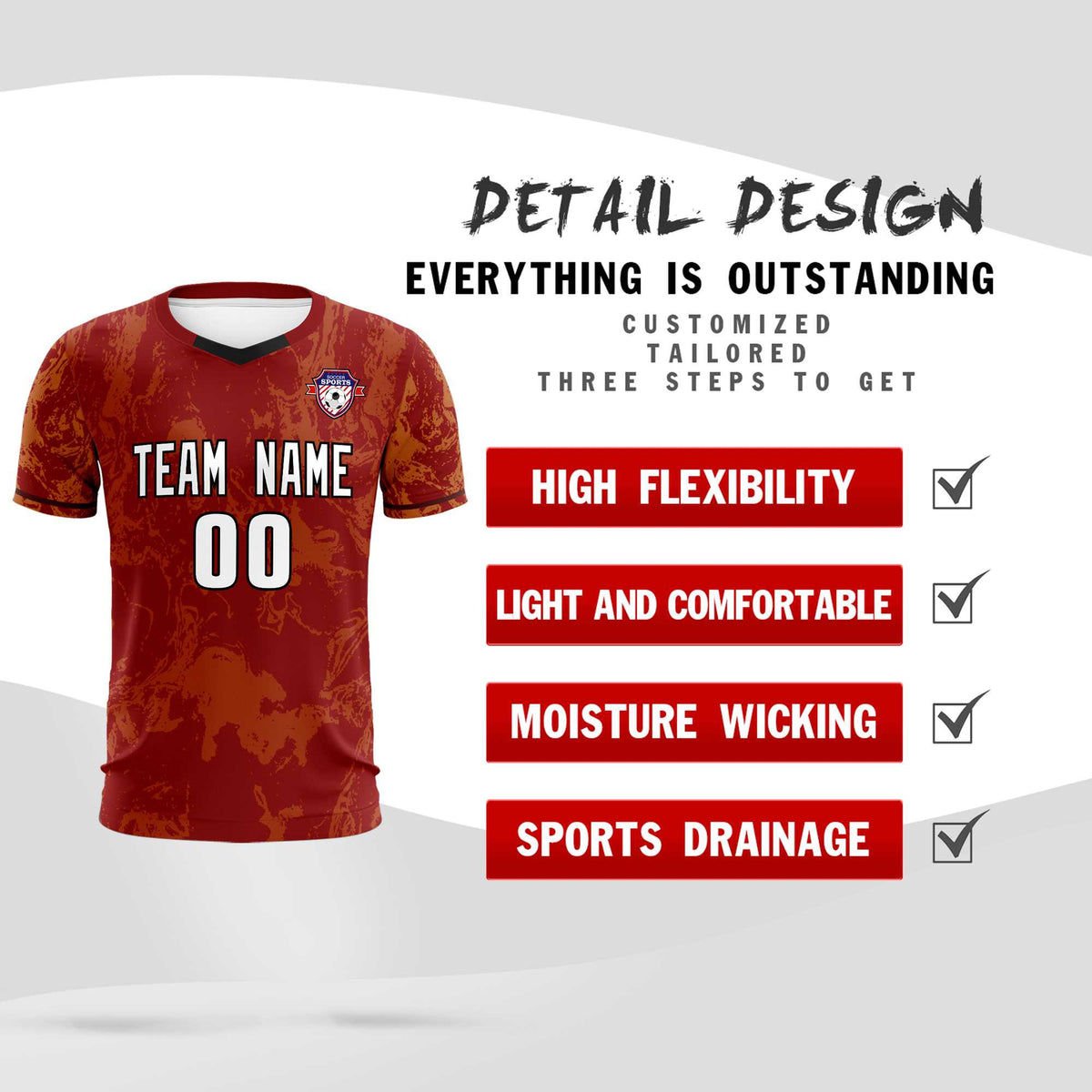 Custom Crimson Classic Graffiti Pattern Sportswear Football Kit Jersey