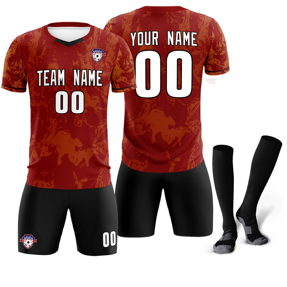Custom Crimson Classic Graffiti Pattern Sportswear Football Kit Jersey