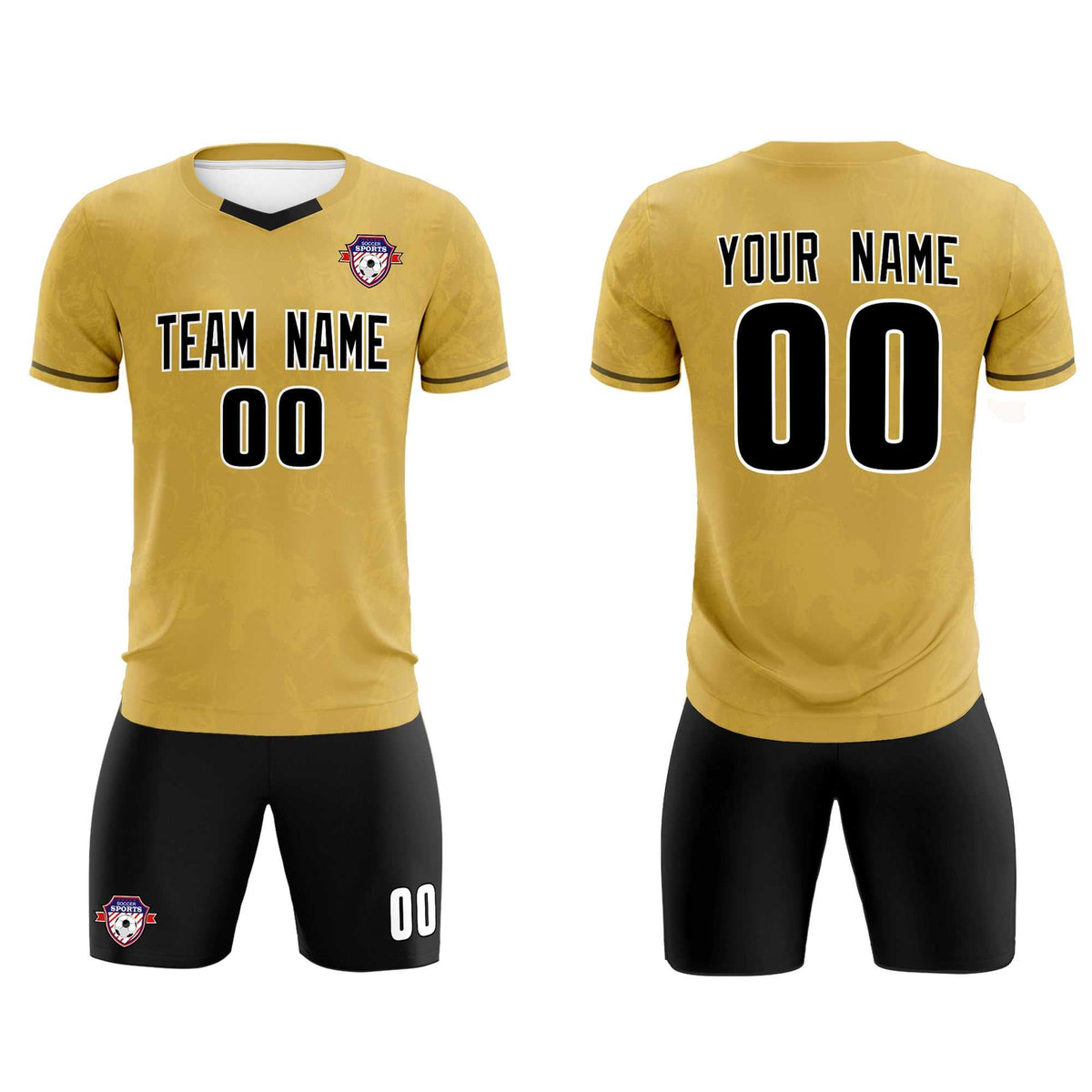 Custom Old Gold Classic Graffiti Pattern Sportswear Football Kit Jersey