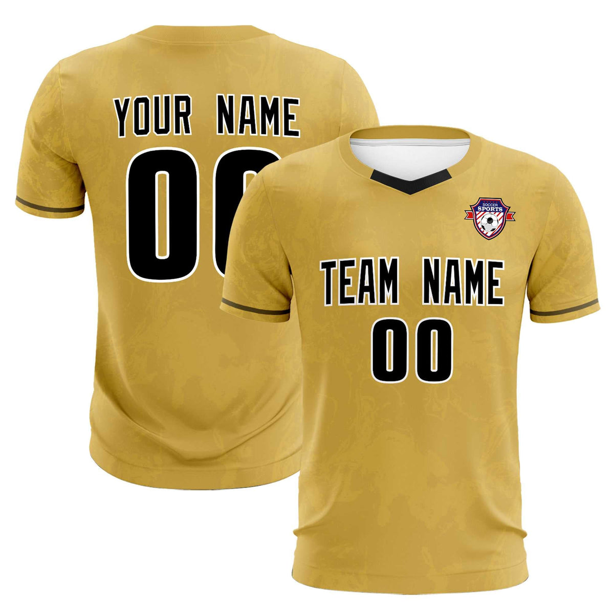 Custom Old Gold Classic Graffiti Pattern Sportswear Football Kit Jersey