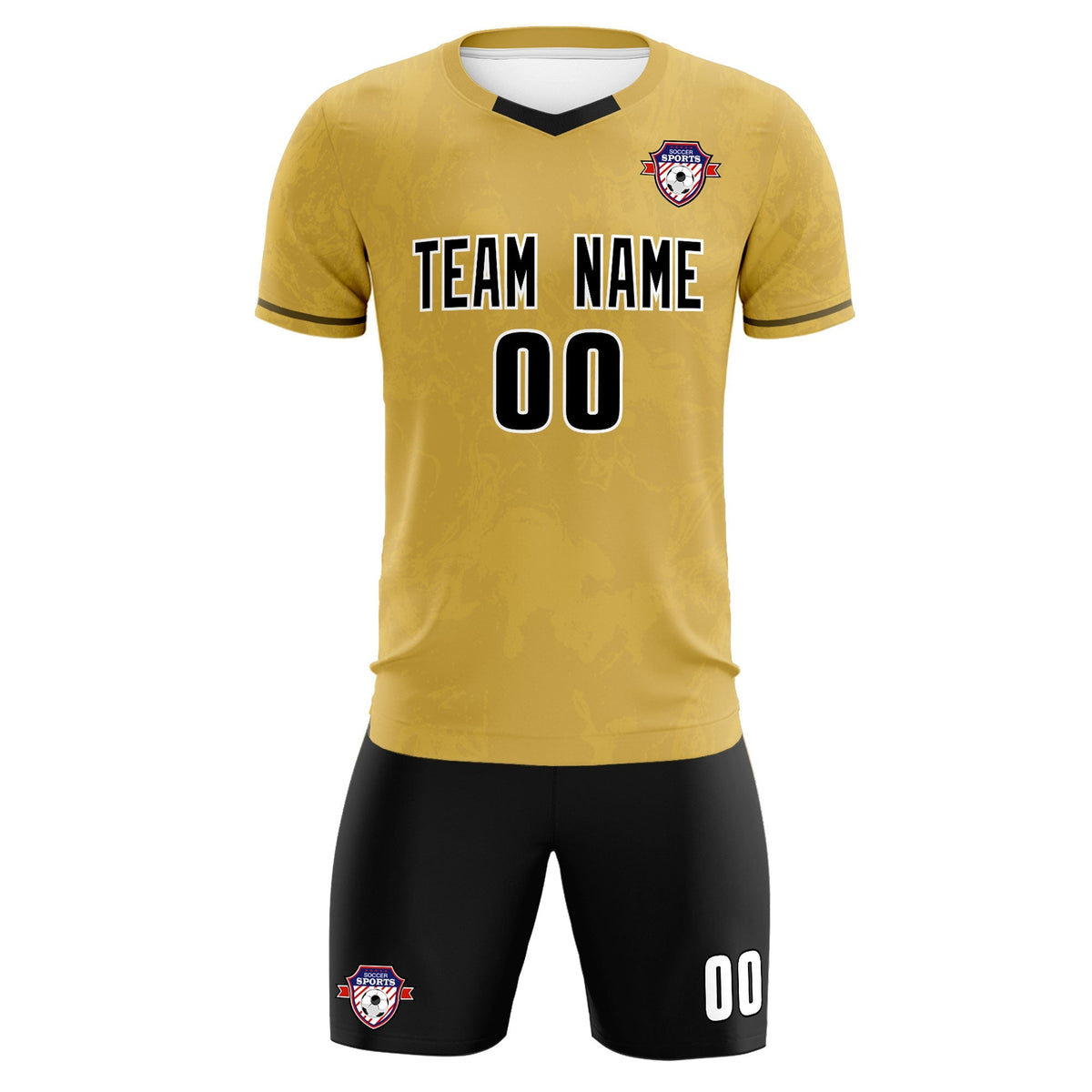 Custom Old Gold Classic Graffiti Pattern Sportswear Football Kit Jersey