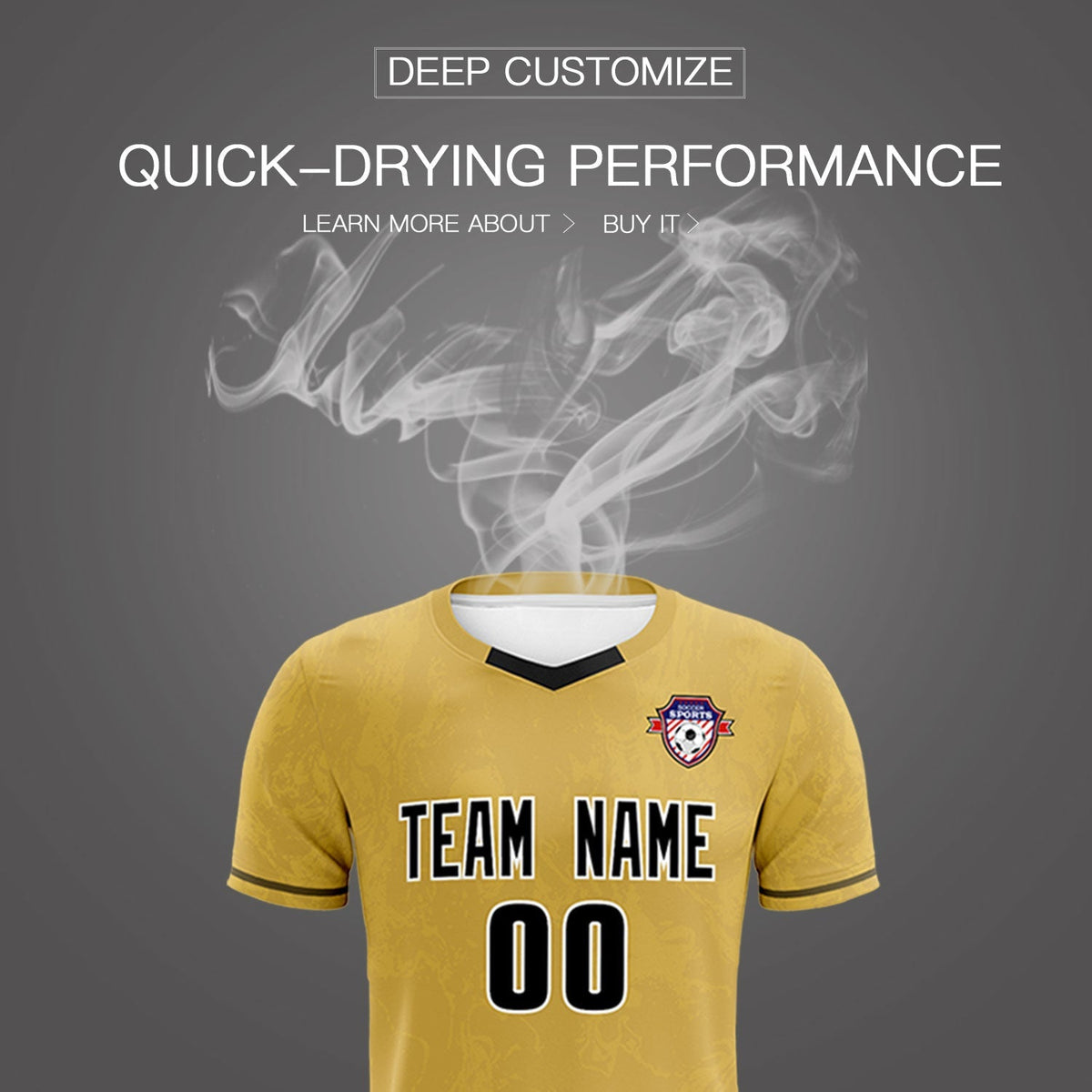 Custom Old Gold Classic Graffiti Pattern Sportswear Football Kit Jersey