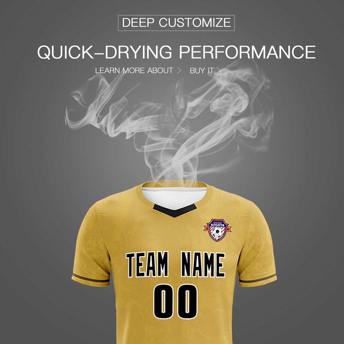 Custom Old Gold Classic Graffiti Pattern Sportswear Football Kit Jersey