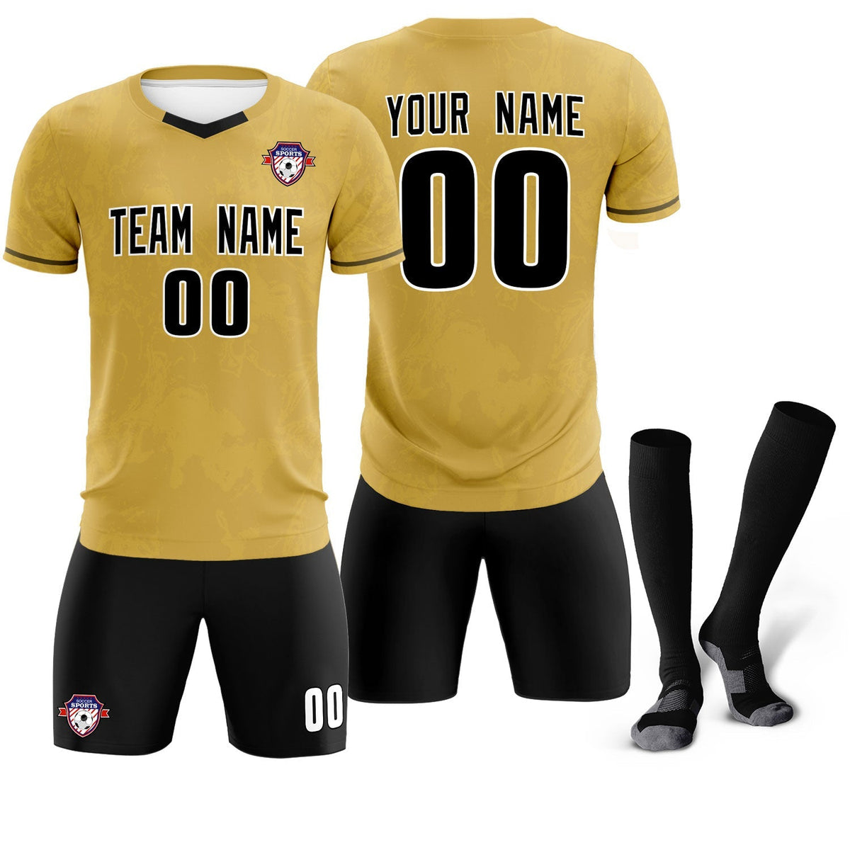 Custom Old Gold Classic Graffiti Pattern Sportswear Football Kit Jersey