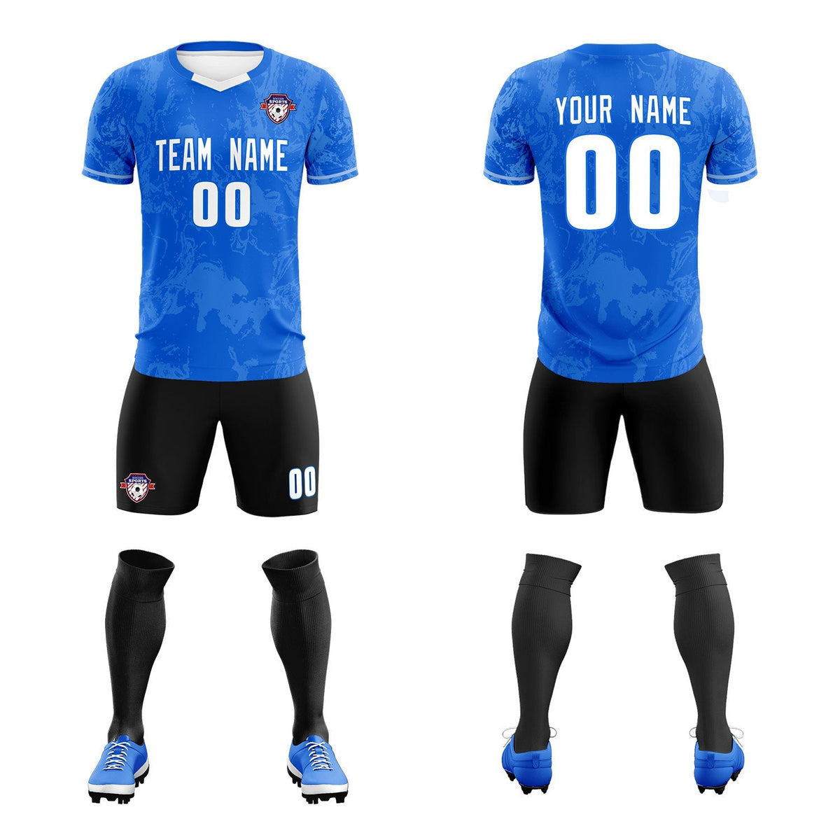 Custom Royal Classic Graffiti Pattern Sportswear Football Kit Jersey