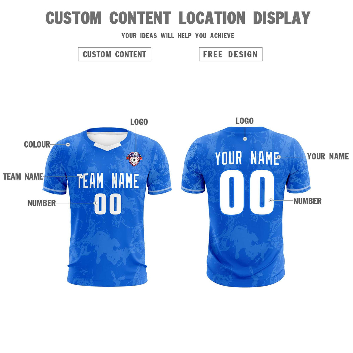 Custom Royal Classic Graffiti Pattern Sportswear Football Kit Jersey