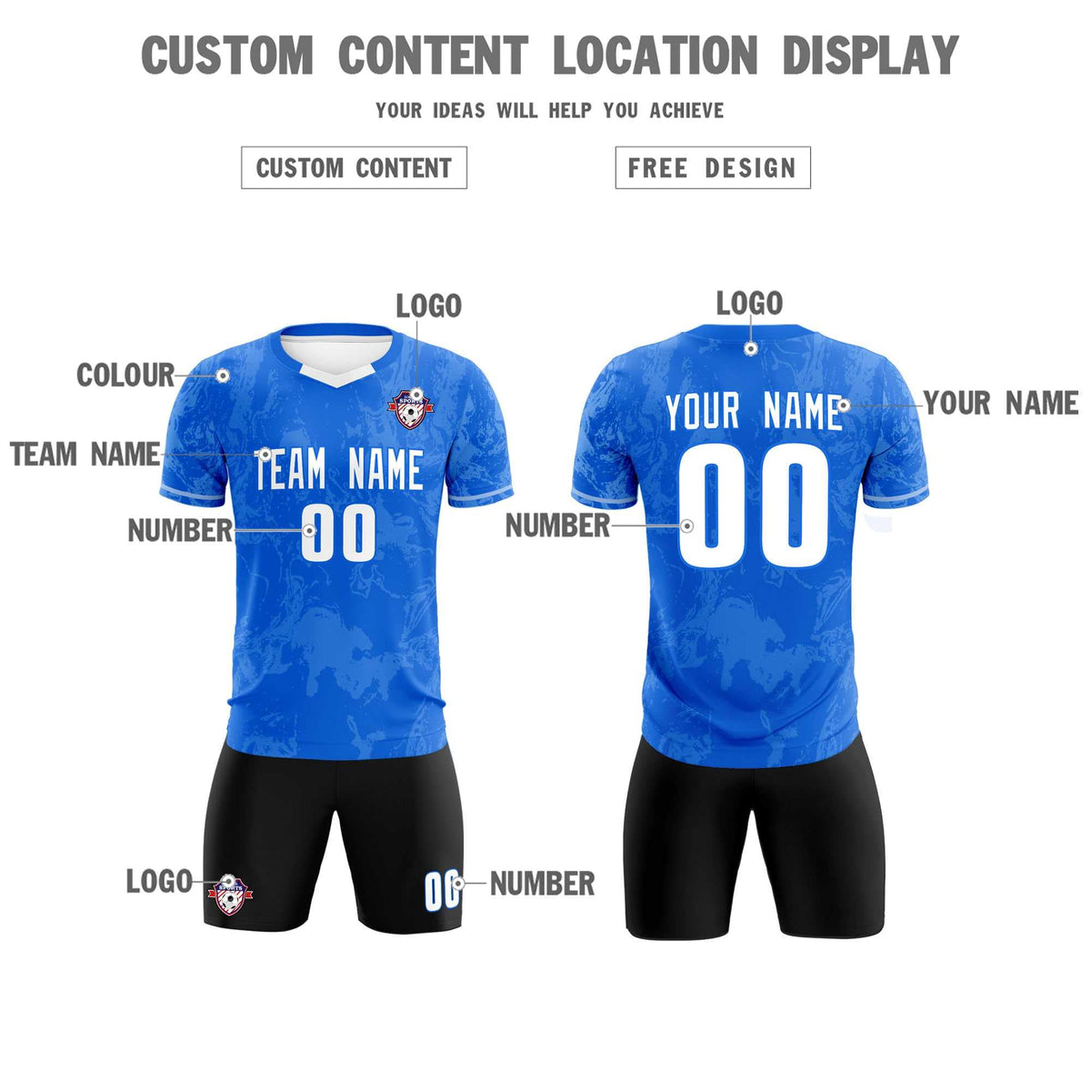 Custom Royal Classic Graffiti Pattern Sportswear Football Kit Jersey