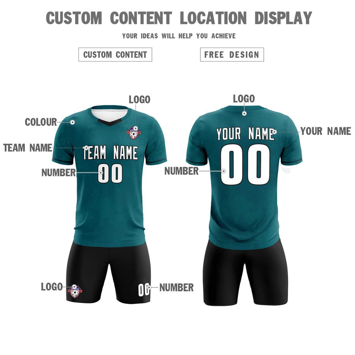 Custom Midnight Green Classic Graffiti Pattern Sportswear Football Kit Jersey