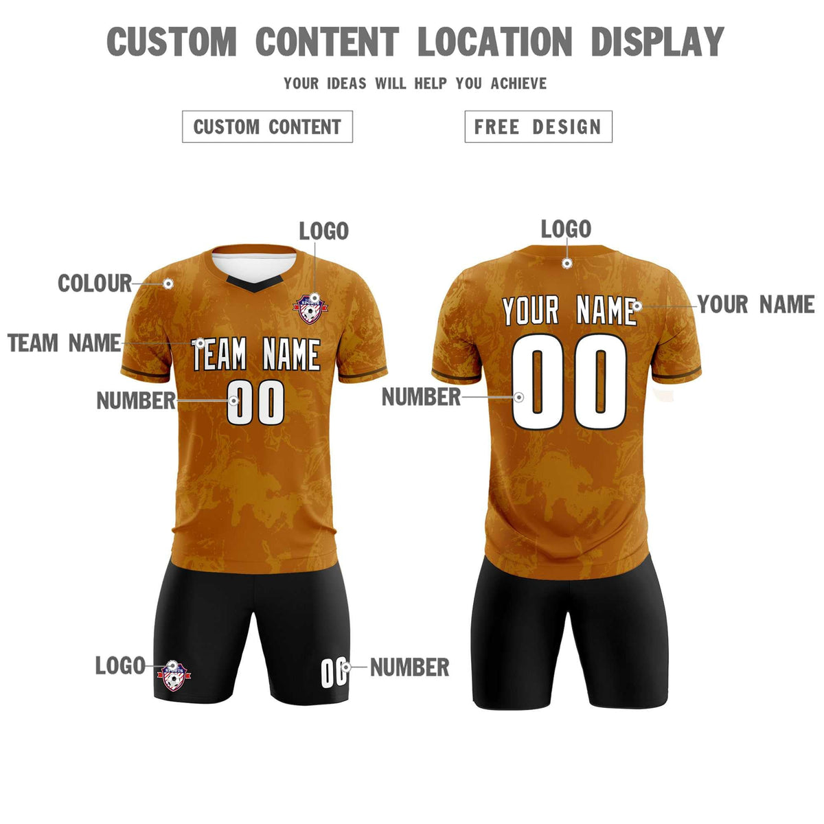 Custom Khaki Classic Graffiti Pattern Sportswear Football Kit Jersey