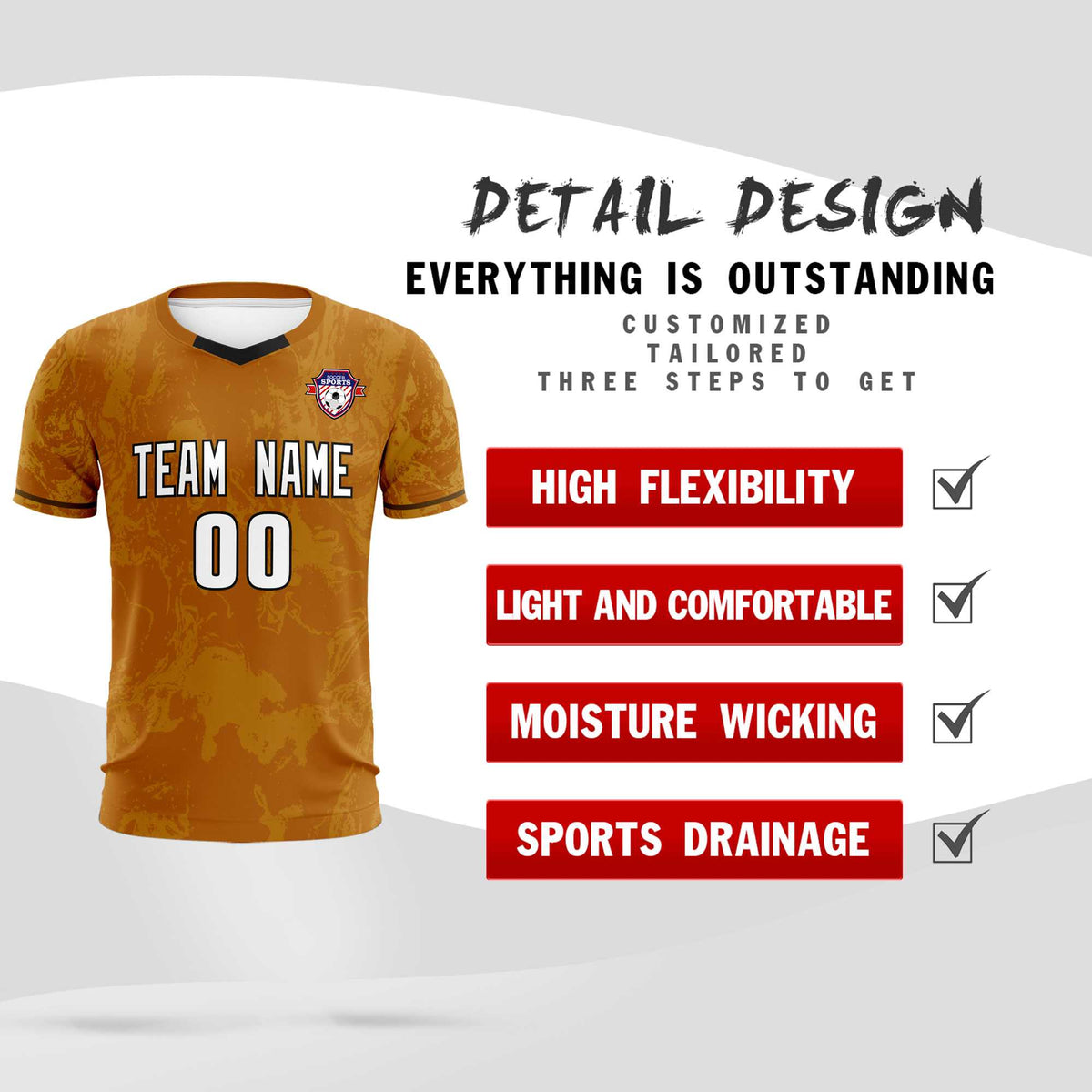 Custom Khaki Classic Graffiti Pattern Sportswear Football Kit Jersey